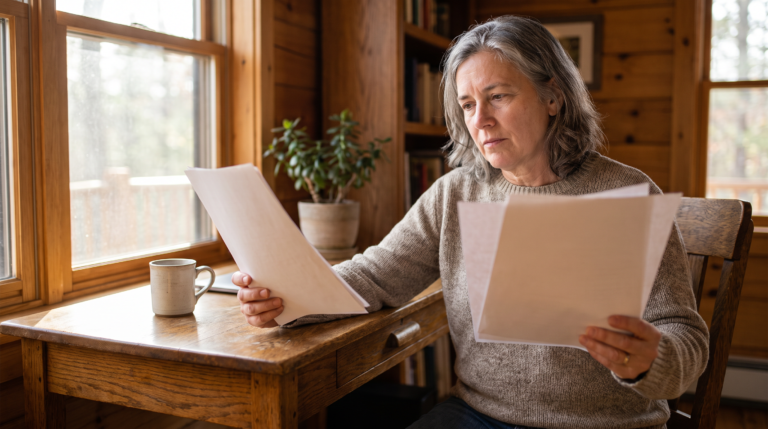 Canadian adult comparing two investment statements at home, illustrating segregated funds vs mutual funds in Canada
